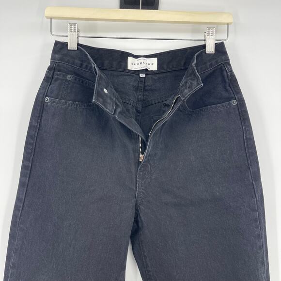 SLVRLAKE | NWT London Jeans Shadow Ridge Full Length Black Straight Leg Denim 26 - Picture 6 of 12